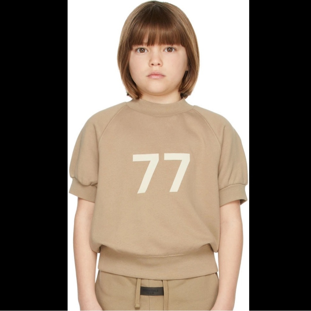 Essentials Tan Kids Sweatshirt with '77' Print